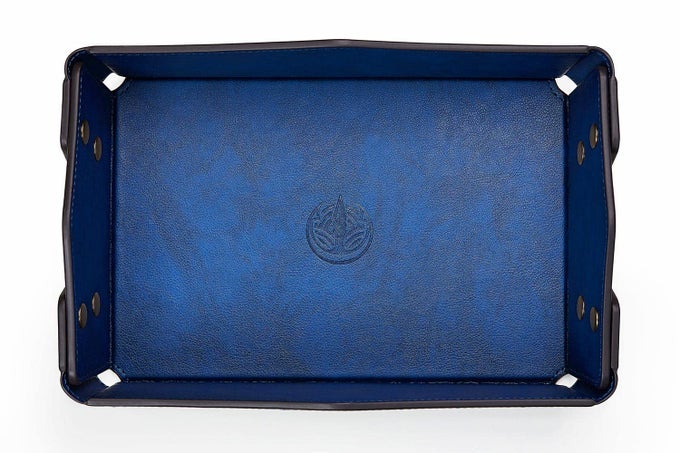 LEATHER BEDSIDE STORAGE TRAY JEWELRY ORGANIZER FOR GIRLS KEY WALLET COIN BOX TRAVEL PU VALET TRAY DARK BLUE