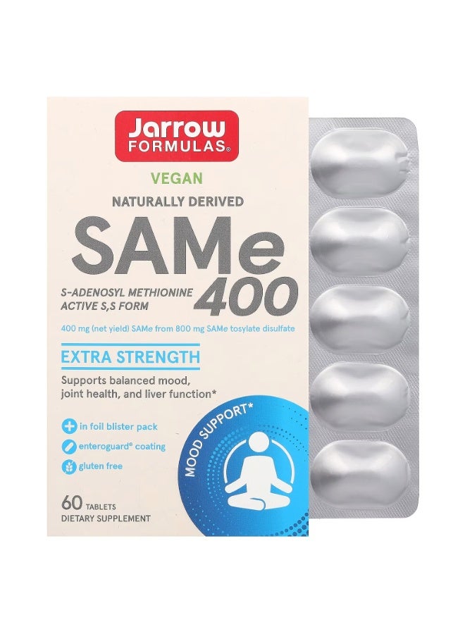 jarrow formulas SAMe 400 Extra Strength 400 mg 60 Tablets - Image 1