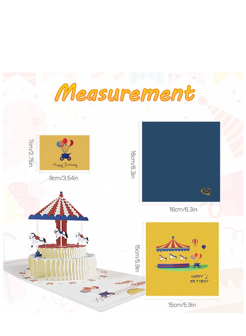 Birthday Card 3D Popup Bday Greeting Cards Carousel Playground Card Greeting Card with Envelopes Greeting Cards for Kids - Image 2