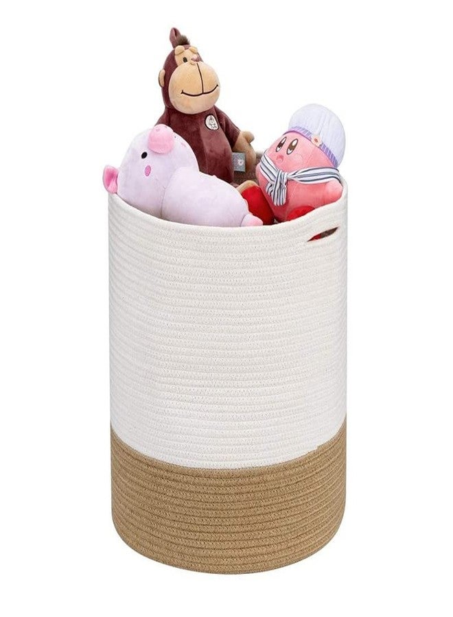 GRATIFY Cotton Rope Basket with Handle for Baby Laundry, Toy, Blanket Storage - Woven Jute Mix Brown, 15'' × 18'' - Image 1