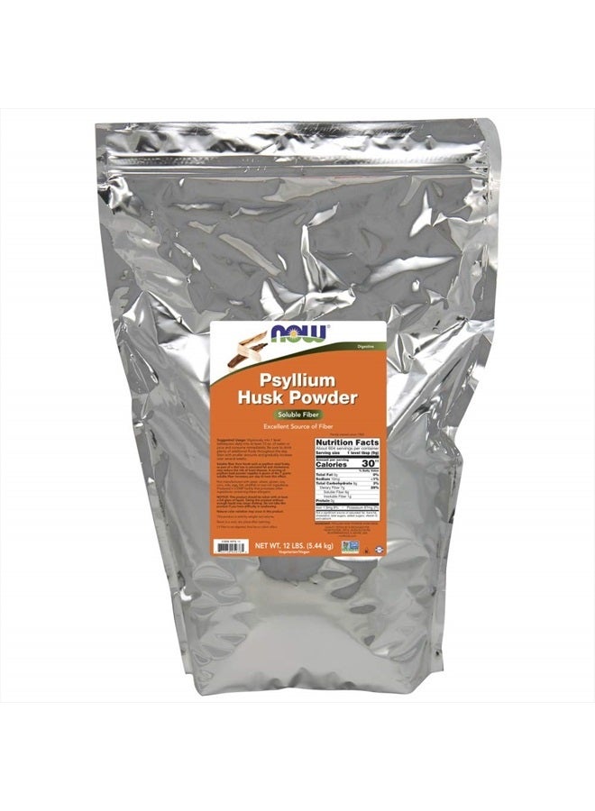 now Supplements, Psyllium Husk Powder, Non-GMO Project Verified, Soluble Fiber, 12-Pound - Image 1