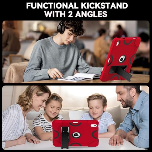 Cantis Case for iPad 11-inch (A16) 2025/ iPad 10th Generation 2022 (10.9 inch), Shockproof iPad Cover 10th Generation with Pencil Holder & Kickstand, Red+Black - Image 3