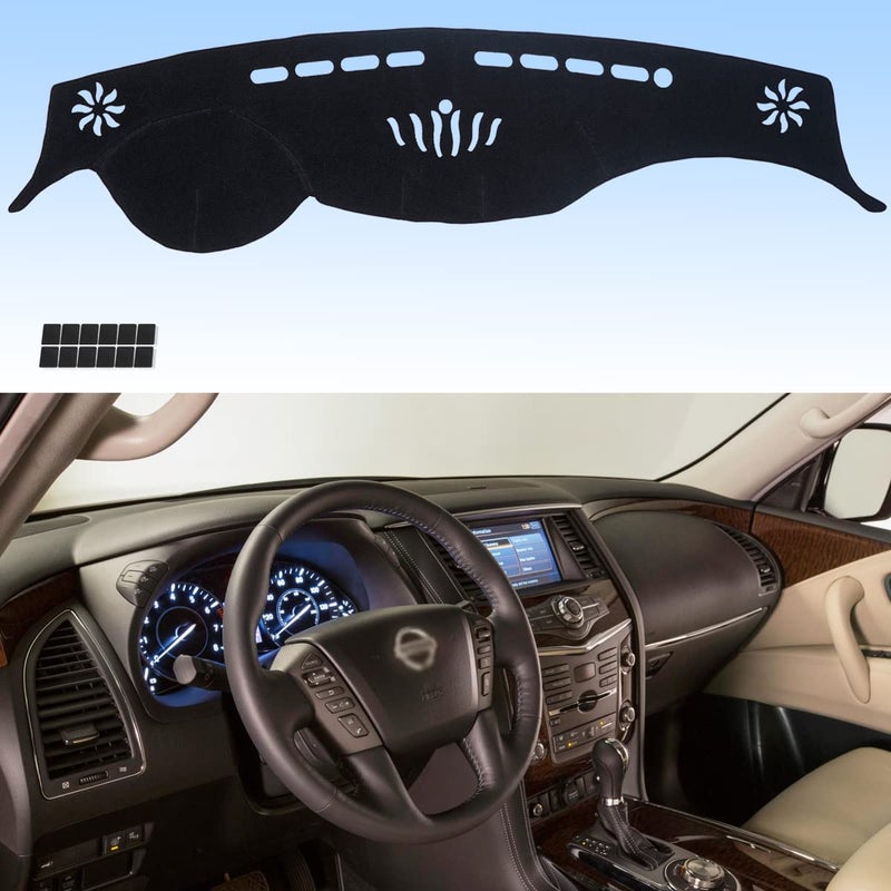 AUQDD Dashboard Cover Mat Fit for 2017 2018 2019 2020 Nissan Armada 20112019 infiniti QX56 QX80 Black Flannel Dash Mat AntiGlare AntiReflection No Peculiar Smell