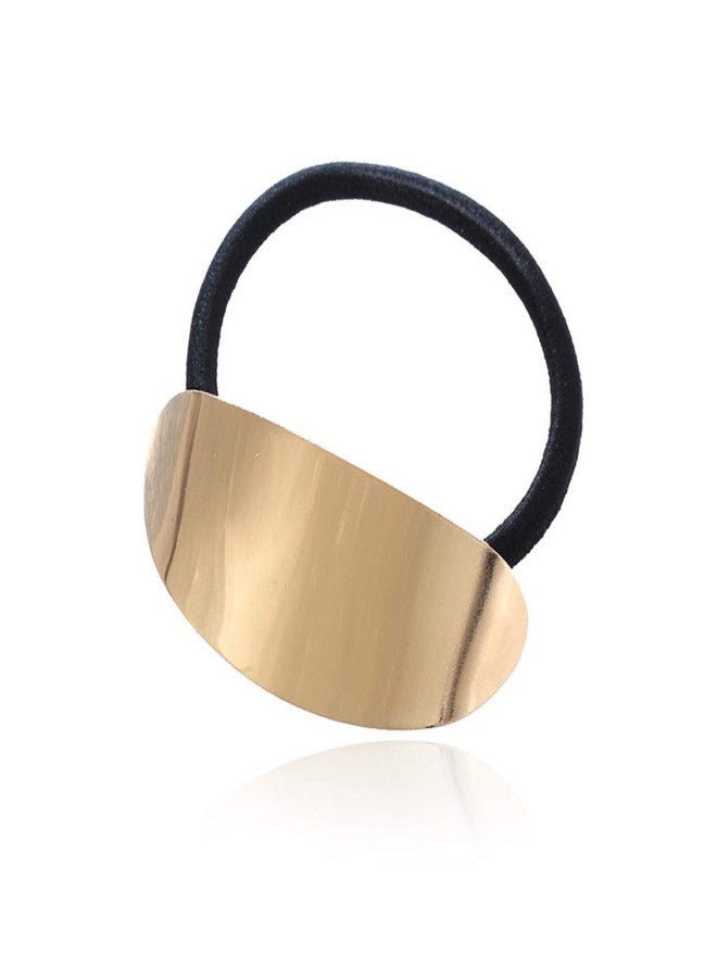LOVEF 4PCS Metal oval Hair Rope Hairband Ponytail Holder Hair Ring Elastic Rubber Band Hair Tie Hair Headdress Hair Accessories - Gold and Silver - Image 2