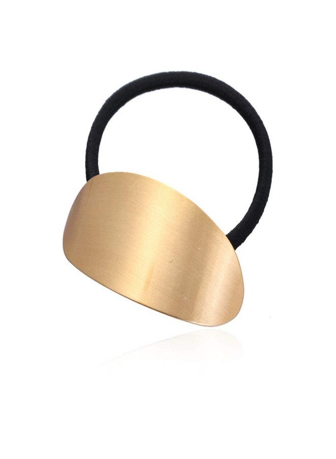 LOVEF 4PCS Metal oval Hair Rope Hairband Ponytail Holder Hair Ring Elastic Rubber Band Hair Tie Hair Headdress Hair Accessories - Gold and Silver - Image 4