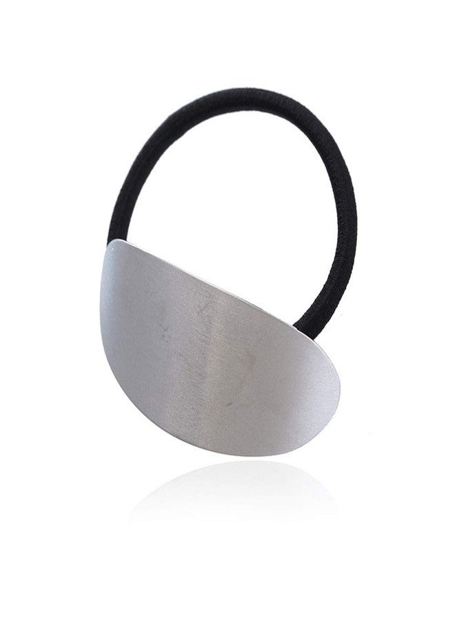 LOVEF 4PCS Metal oval Hair Rope Hairband Ponytail Holder Hair Ring Elastic Rubber Band Hair Tie Hair Headdress Hair Accessories - Gold and Silver - Image 5