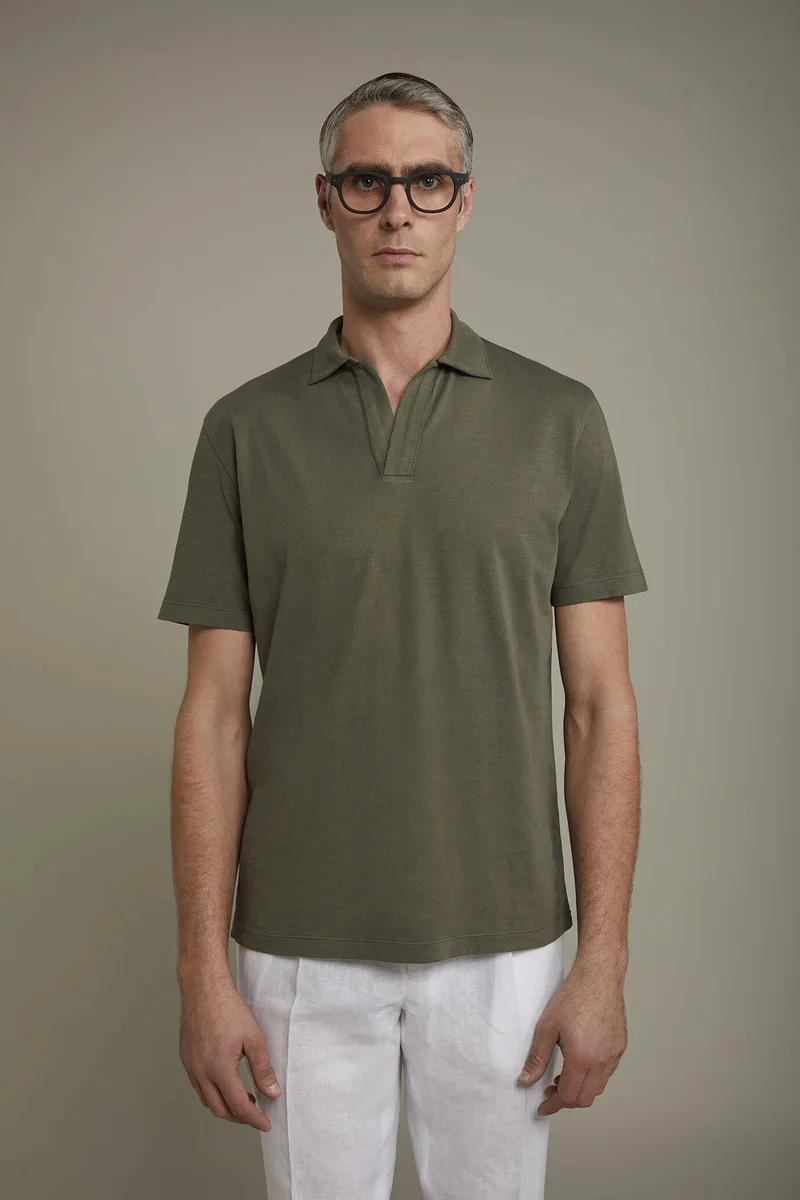 Men's short sleeve button-less polo - Military