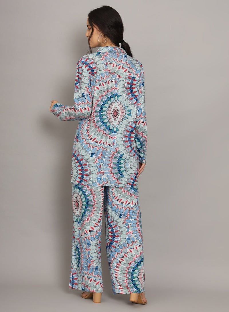 الايا طقم نسائي من الرايون المطبوع - Image 2