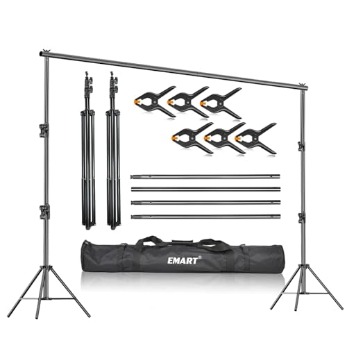 EMART Heavy Duty Background Stand, 9.2 x 10ft Adjustable Backdrop Support System Kit with Carry Bag for Photography - Image 1