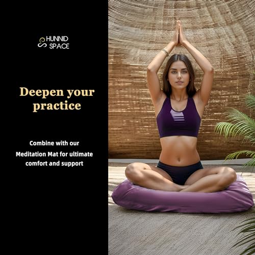hunnidspace Meditation Cushion Set Zafu & Zabuton – Buckwheat Hull & Memory Foam, Adjustable Floor Pillow for Yoga, Meditation & Sitting, Removable Velvet Cover (Purple) - Image 4