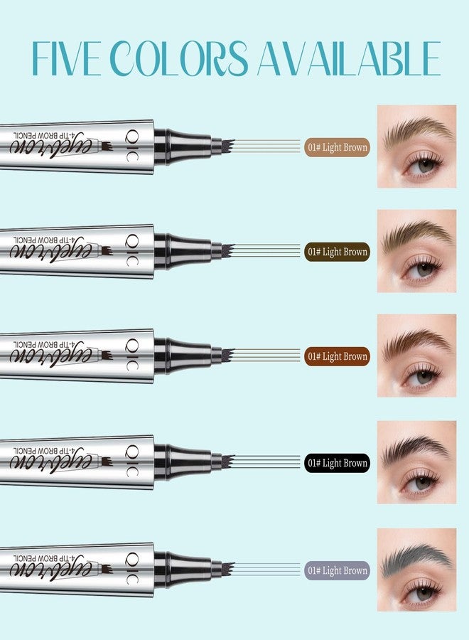 W3W Microblading Eyebrow Pencil, Eyebrow Pen for Women, Faux Brow Pen Filling with 4-Fork-Tip Create Natural Hair-Like Brows Pencil Last All Day Waterproof (light brown) - Image 5