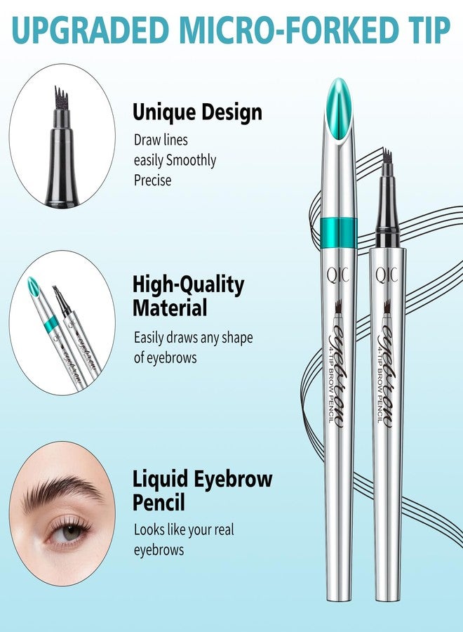W3W Microblading Eyebrow Pencil, Eyebrow Pen for Women, Faux Brow Pen Filling with 4-Fork-Tip Create Natural Hair-Like Brows Pencil Last All Day Waterproof (light brown) - Image 2