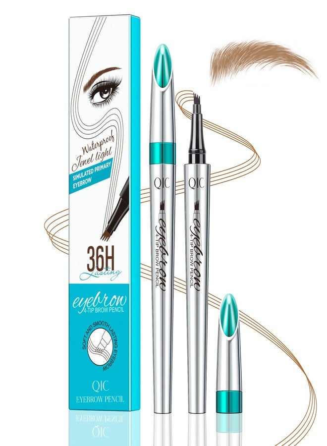 W3W Microblading Eyebrow Pencil, Eyebrow Pen for Women, Faux Brow Pen Filling with 4-Fork-Tip Create Natural Hair-Like Brows Pencil Last All Day Waterproof (light brown) - Image 1