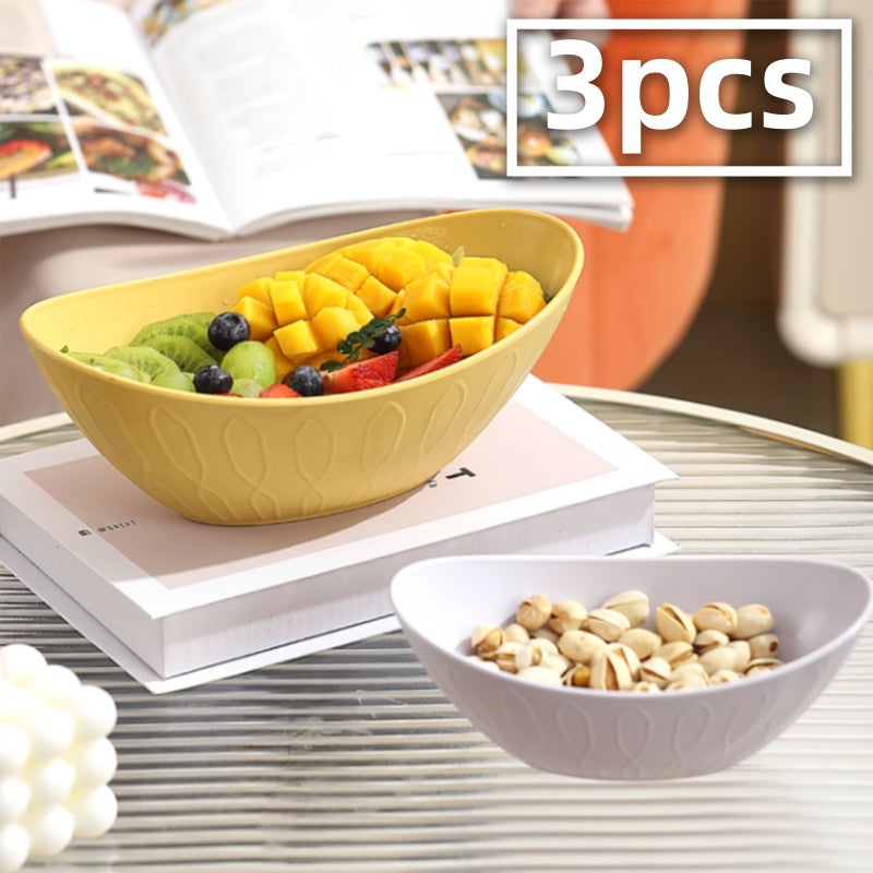 Beige 3 Piece Kitchen Household Salad Bowl Set For Home Cooking Party Gatherings Outdoor Barbecues - Image 3