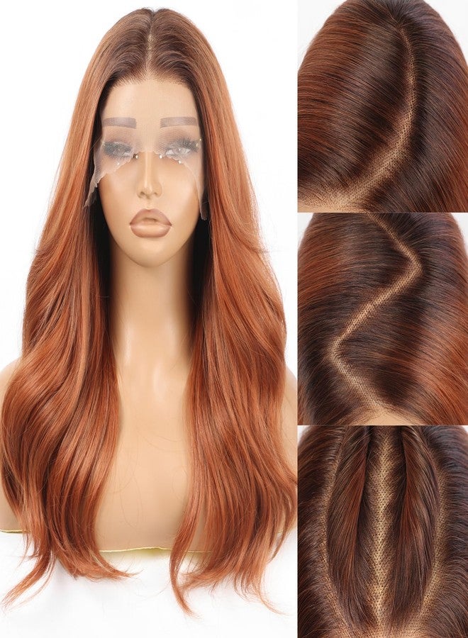 Allbell Orange Synthetic Lace Front Wigs for Women, 13×6 Long Curly Hair Wig With Natural Glueless Hairline 22 Inch for Daily - Image 5