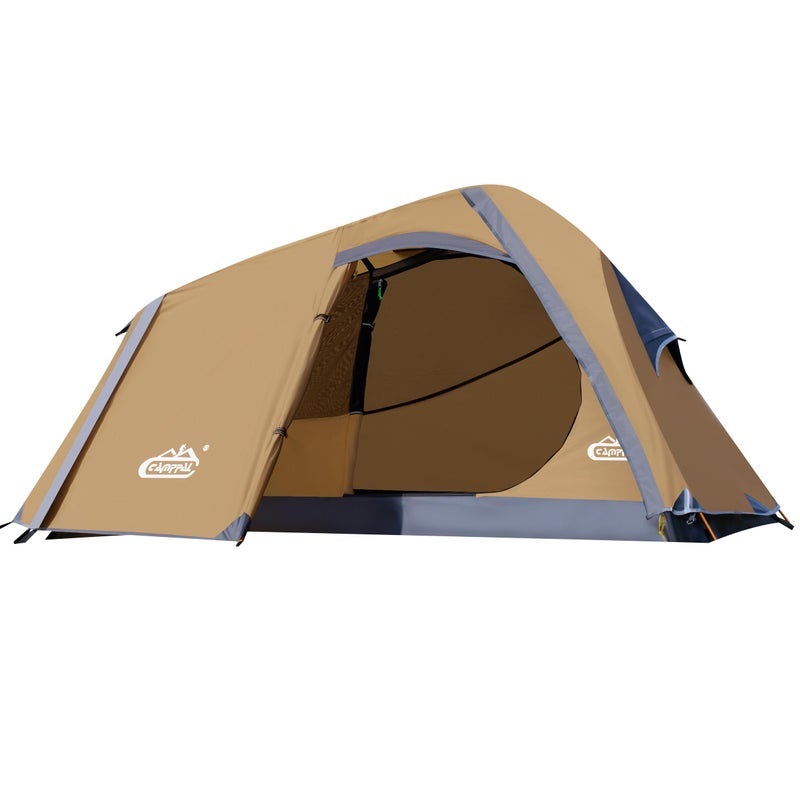 camppal 1 Person Backpacking Tent Waterproof Windproof Single Person Tent Lighweight Compact One Person Tent Easy Setup for Camping, Hiking, Mountaineering, Cycling, Biking - Khaki - Image 1