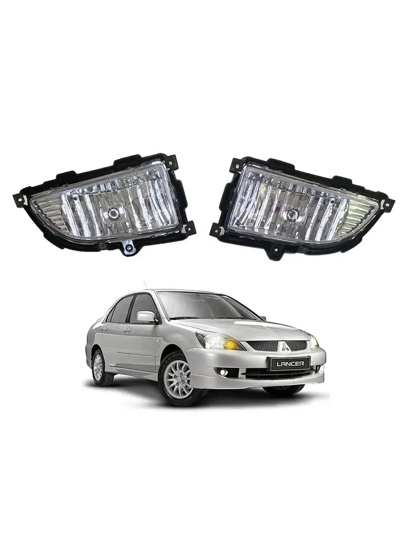 Generic - Elshafey 1 Pair Fog Lights Assembly Replacement for 2005  Mitsubishi Lancer puma Clear Lens with Bulbs Harness Switch Kit Driving Fog Lights - Image 1