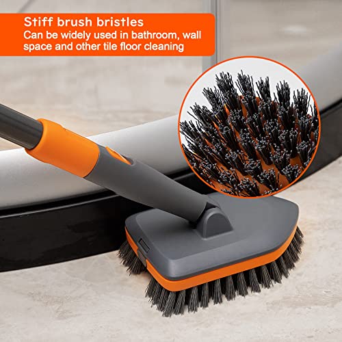 CLEANHOME Tile Tub Scrubber Brush with 3 Different Function Cleaning Heads and 56" Extendable Long Handle-No Scratch Shower Scrubber for Cleaning Bathroom Kitchen Toilet Wall,Bathtub,Sink,Grey - Image 3