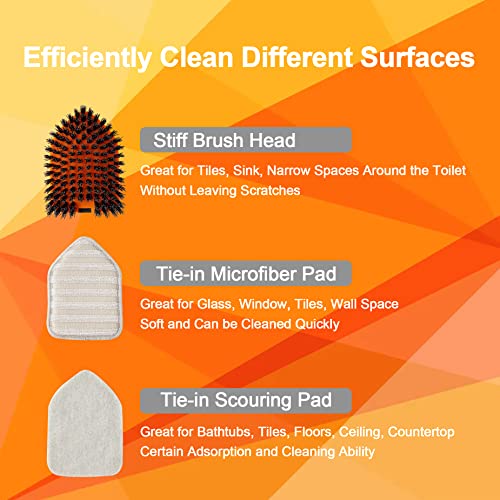 CLEANHOME Tile Tub Scrubber Brush with 3 Different Function Cleaning Heads and 56" Extendable Long Handle-No Scratch Shower Scrubber for Cleaning Bathroom Kitchen Toilet Wall,Bathtub,Sink,Grey - Image 2