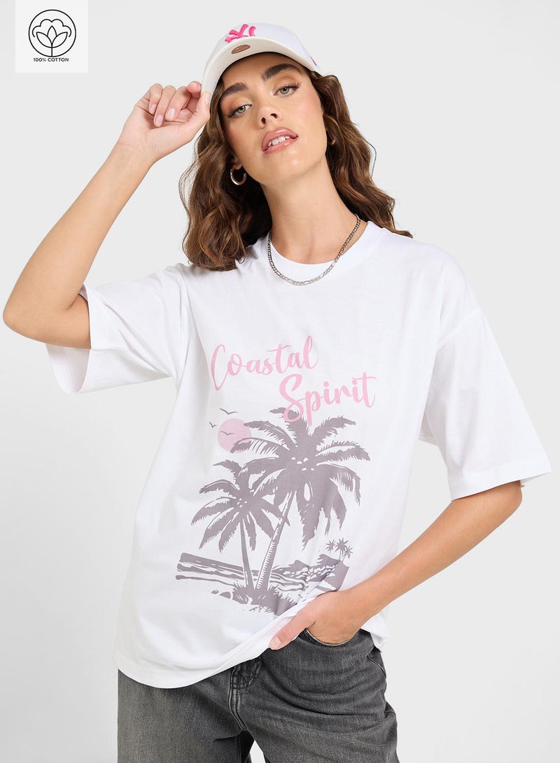 جينجر تيشيرت شاطئ جرافيك أوفر سايز - Image 1