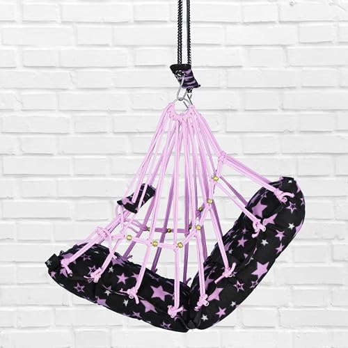 Sprointal® Swing for Kids, Baby Swing Chair Cotton Children Folding and Washable 1-5 Years Swing with Safety Belt,Home and Garden Jhula for Babies |Swing for Kids|Hanging Cradle (Purple Star) - Image 3