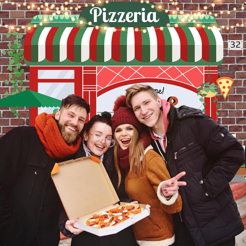 Avezano Pizza Shop Backdrop Pizza Party Food Newborn Baby Birthday Party Decorations Boys Girls Cooking Theme Vintage Pizzeria Shop Birthday Baby Shower Newborn Party Background (7x5ft) - Image 5