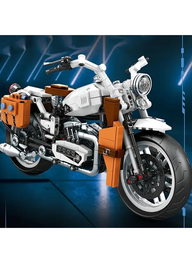 K2193 Retro Motorcycle Building Kit 1000 Pcs White Model Collectible Gift For Adults - Image 5