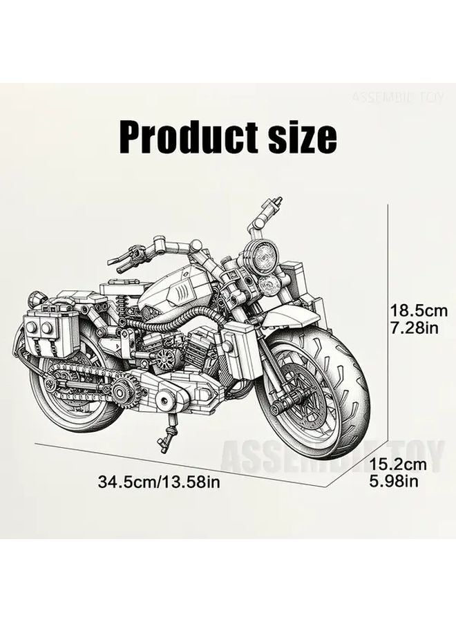K2193 Retro Motorcycle Building Kit 1000 Pcs White Model Collectible Gift For Adults - Image 3