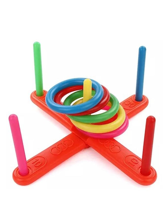 نيبمينينت Cross Five Ring Toy Educational Skill Development Diameter 13cm Column Height 17cm Throwing Toys for Kids  - Image 3