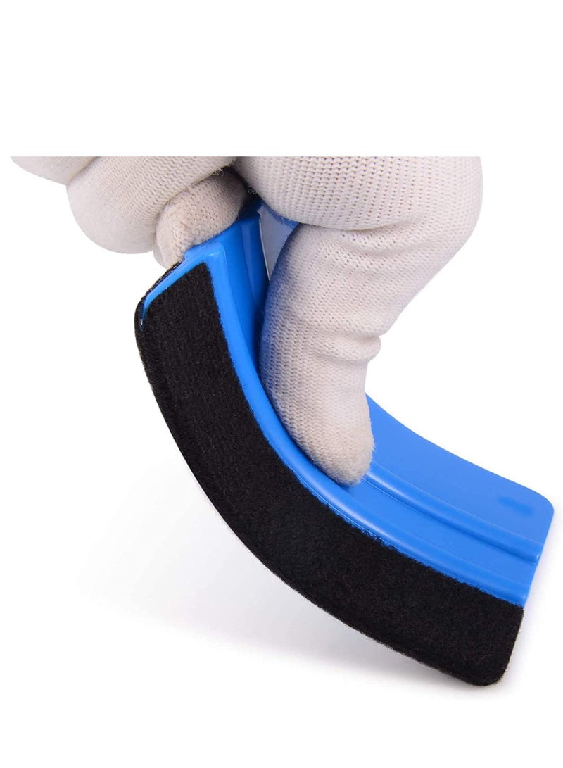 Zikra Felt Squeegee Tool Vinyl Graphic Decal Wrapping Car Film Wrap Scrape Wallpaper Installing Window Tint Craft Scraper with Black Fabric Edge, Blue 2Pc - Image 4