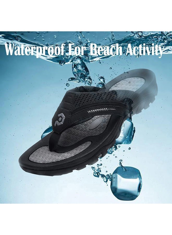 Pulltop Men's Flip-Flops, Thongs Sandals Durable Comfort Slippers for Beach, Black, 10 - Image 5