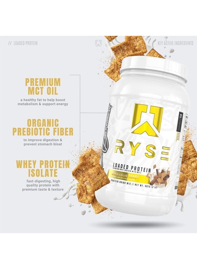 RYSE Up Supplements Loaded Protein Powder | 25g Whey Protein Isolate & Concentrate | with Prebiotic Fiber & MCTs | Low Carbs & Low Sugar | 27 Servings (Cinnamon Toast)  - Image 3