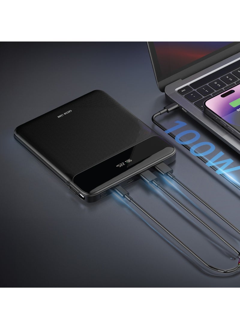 GREEN LION - 120W Ultra-Thin 20000mAh Power Bank / Support Laptop Charging / Always on Display / USB-A/Lightning/Type-C Outputs / Integrated Cable / Fast Charging - Black - Image 1