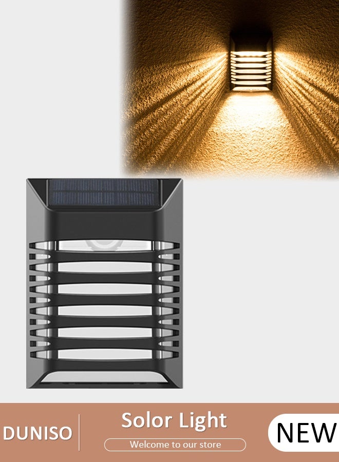 DUNISO أضواء الجدار الشمسية في الهواء الطلق 2 وسائط مربع الشمسية اللاسلكية جدار جبل أضواء IP54 للماء مصابيح الحائط في الهواء الطلق ديكور لحديقة فناء ساحة سياج ديكور - Image 1