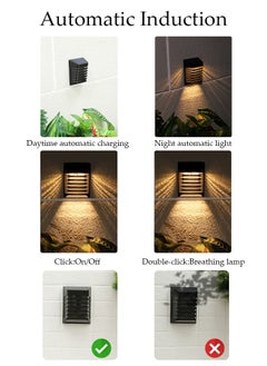DUNISO Solar Wall Lights Outdoor 2 Modes Square Solar Wireless Wall Mount Lights IP54 Waterproof Outdoor Wall Lamps Decorative for Garden Patio Yard Fence Decor  - Image 2