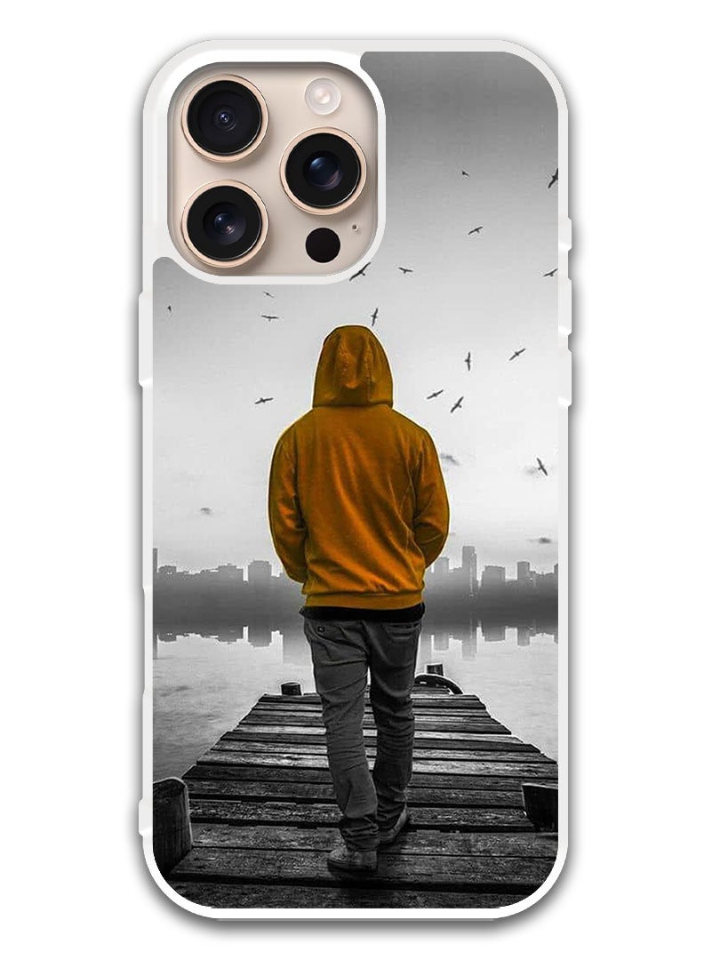 Theodor Protective Case Cover For APPLE IPHONE 16 Pro Sad Boy Walking (White Bumper) - Image 1