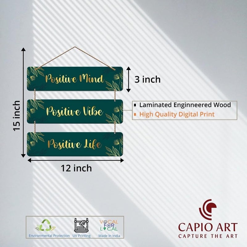 CAPIO ART Welcome Wooden Quote Wall Hanging Decoration Items for Home Décor | Mdf Art for Living Room & Bedroom | Decorative Item for Office & House | Gifts Modern Wood Hanger - Positive Mind - Image 2
