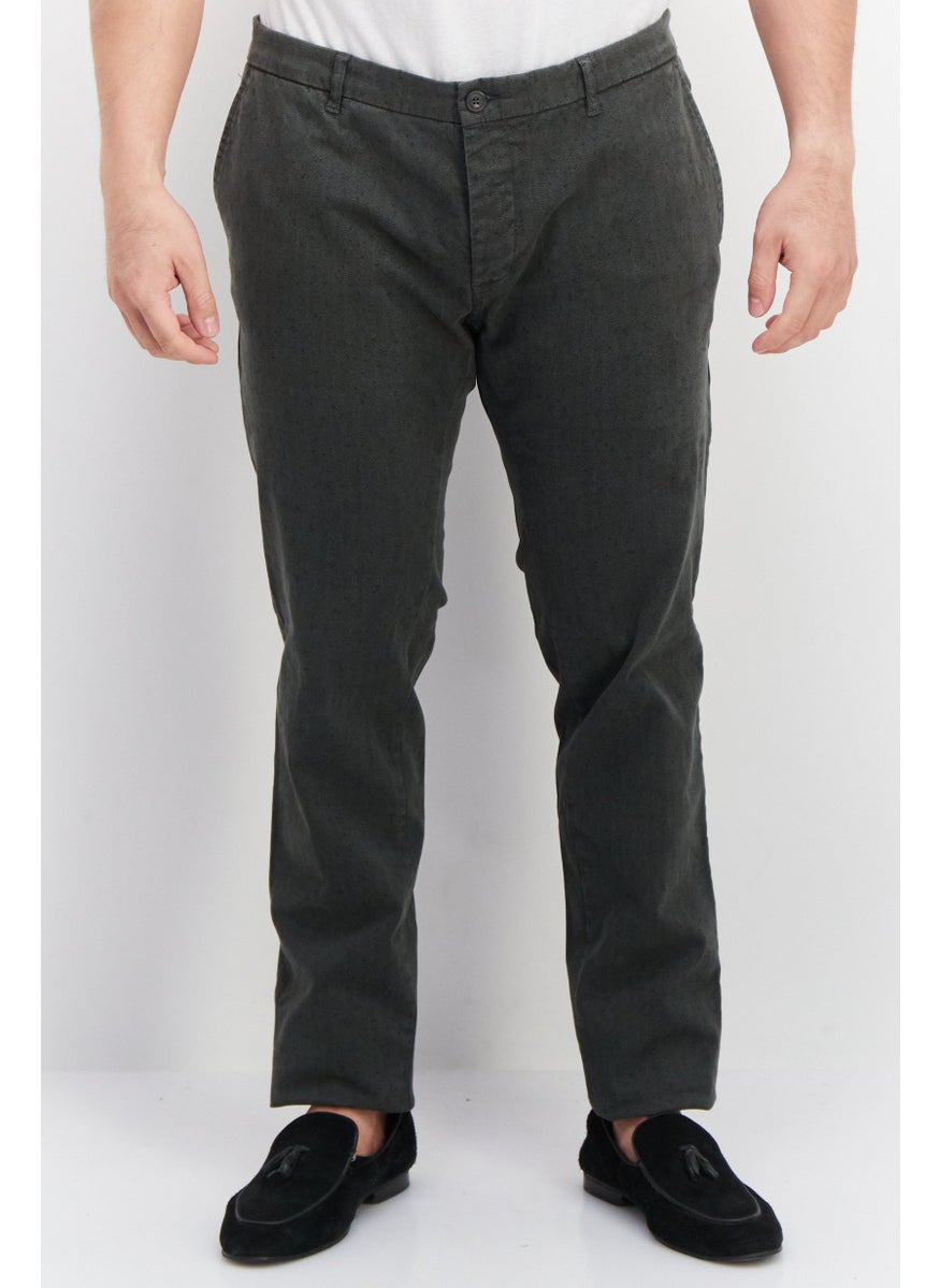 TRUSSARDI JEANS Men Microgrid Print Chino Pants, Charcoal  - Image 1