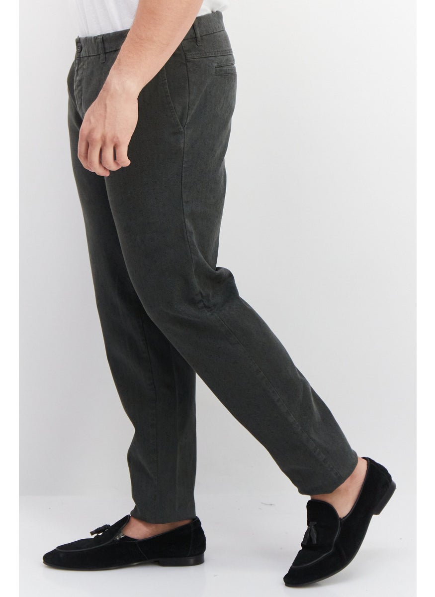 TRUSSARDI JEANS Men Microgrid Print Chino Pants, Charcoal  - Image 2