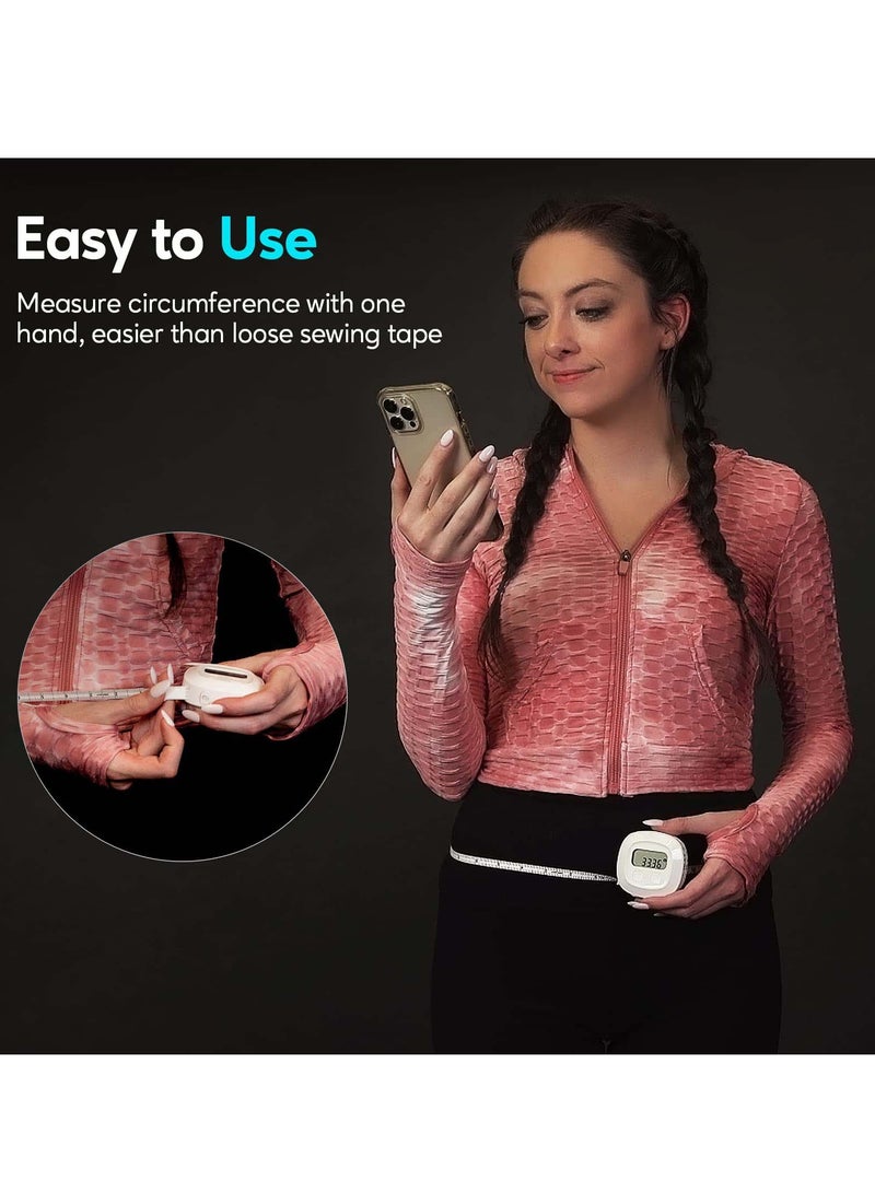 شريط قياس رقمي ذكي يعمل بالبلوتوث مع تطبيق، تصميم قابل للسحب لقياسات دقيقة، مثالي للياقة البدنية وكمال الأجسام وإدارة الوزن بالبوصات والسنتيمتر - Image 4