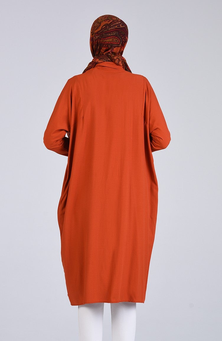 Sefa Merve Raglan Sleeve Tunic 6433-07 Brick  - Image 3