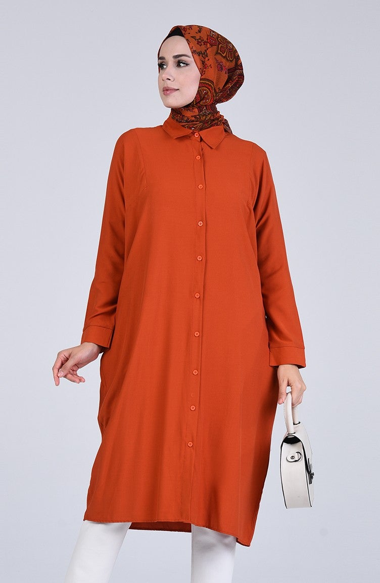 Sefa Merve Raglan Sleeve Tunic 6433-07 Brick  - Image 1