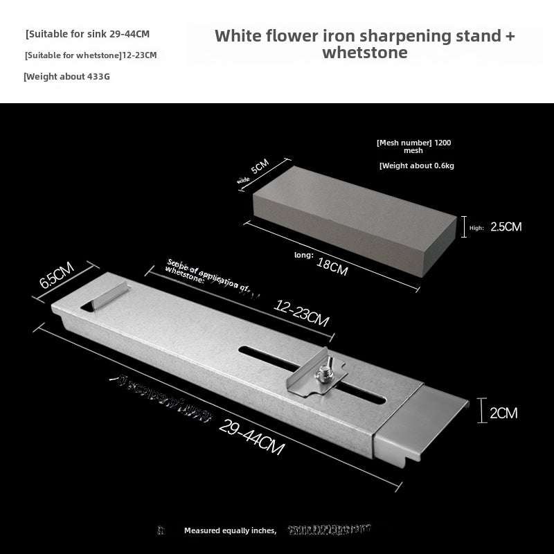 Stainless Steel Sharpening Rack Sink Fixed Bracket Telescopic Adjustable Whetstone Fixed-Angle Anti-Slip Knife Sharpener Manufacturer Issued([New-thickening] galvanized sharpening tool holder + sharpening stone) - Image 1