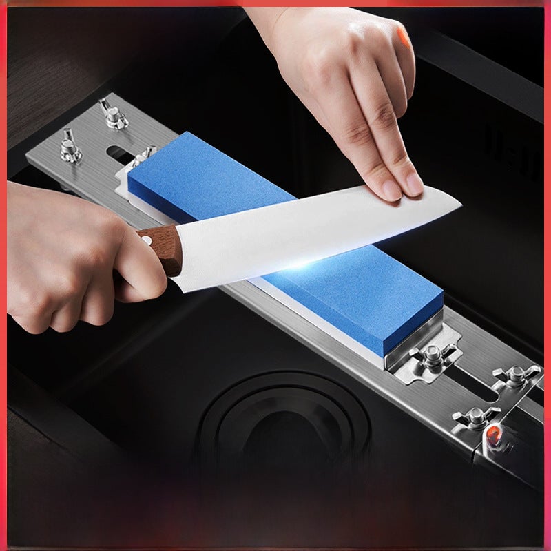 Stainless Steel Sharpening Rack Sink Fixed Bracket Telescopic Adjustable Whetstone Fixed-Angle Anti-Slip Knife Sharpener Manufacturer Issued([New-thickening] galvanized sharpening tool holder + sharpening stone) - Image 2