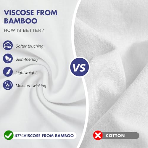 BAMBOO COOL تي شيرتات داخلية للرجال من BAMBOO COOL، قمصان قطنية مريحة، 3 قطع بيضاء - Image 2