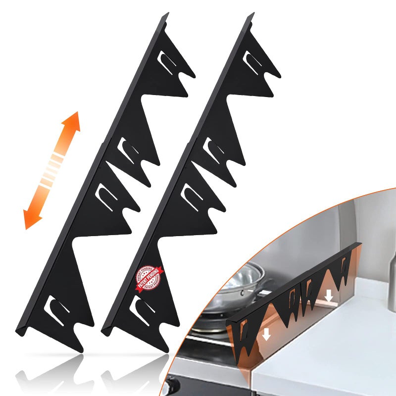 Stainless Steel Stove Gap CoversStove Gap Filler Range Trim Kit Stove Gap Guards Heat Resistant and Easy to Clean Easy retractable Length 138 to 275 Width 079Black2PCS