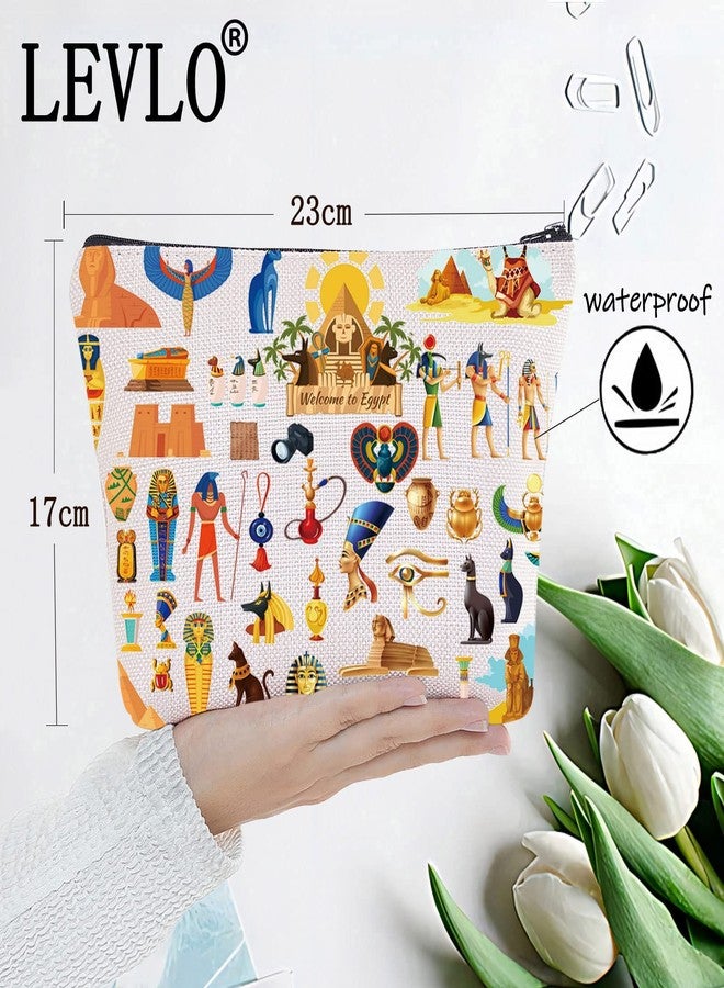 LEVLO Egyp Travel Pouch Bag Ancient Egypt Gift Egyptian Make Up Zipper Pouch Bag Ancient Civilization Merch (Egyp) - Image 2