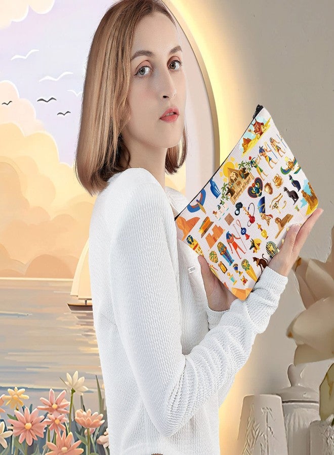 LEVLO Egyp Travel Pouch Bag Ancient Egypt Gift Egyptian Make Up Zipper Pouch Bag Ancient Civilization Merch (Egyp) - Image 5