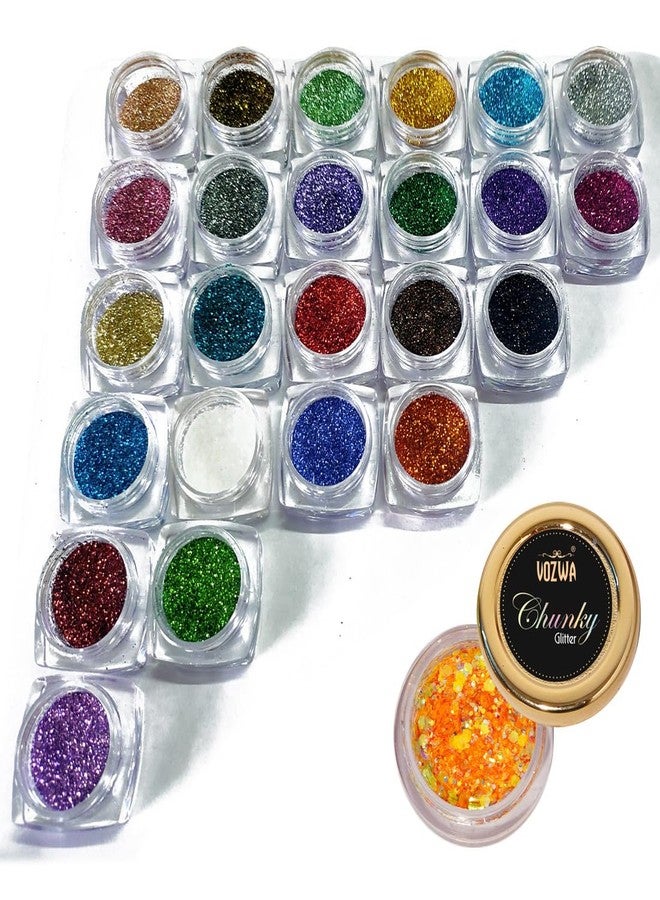 Vozwa 25 Sparkle Loose Glitter Eyeshadow + 1 Professional Yellow Chunky Glitter - Image 4