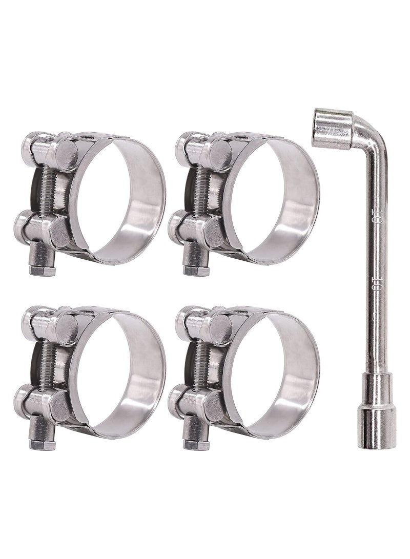 SYOSI T-Bolt Hose Clamps 304 Stainless Steel Heavy Duty Ear Clamp Tube Clamp Adjustable Pipe Clamps for 1.7''-1.9'' Dia Range Hose (4 PCS, 44-47mm)  - Image 1